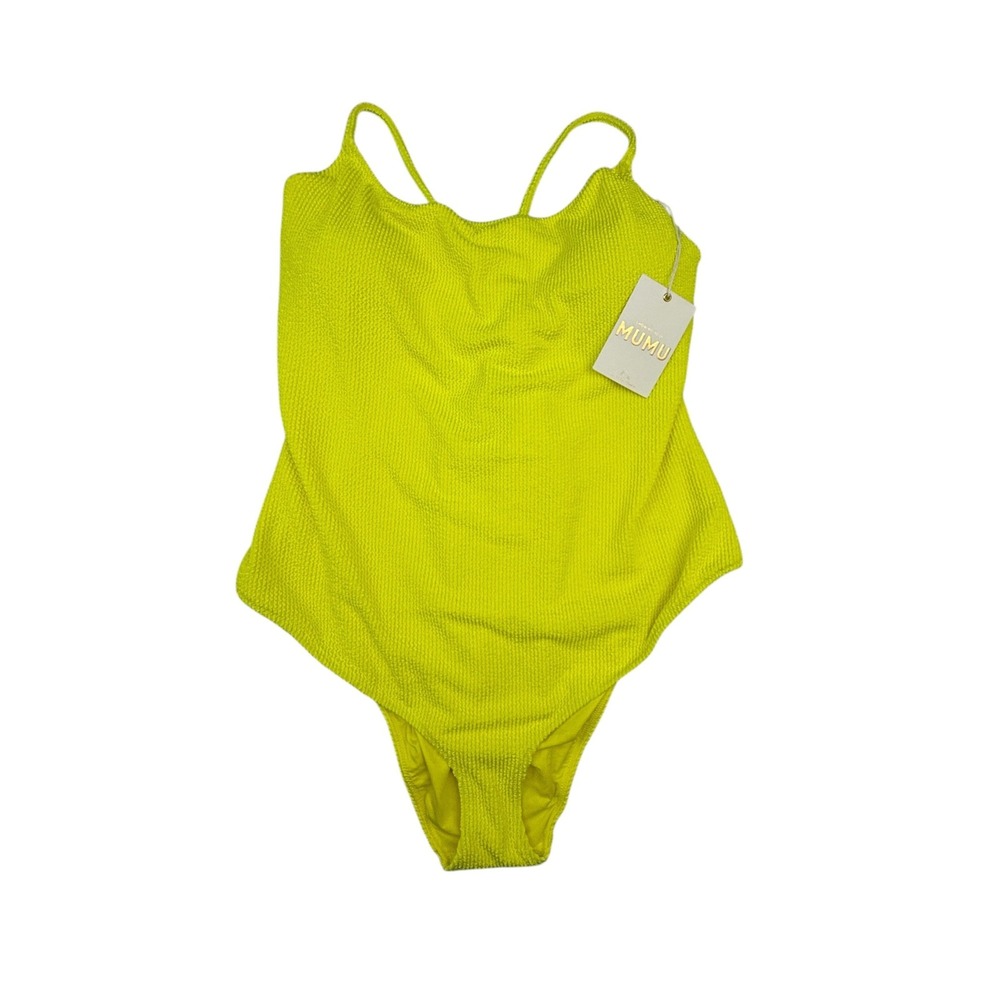 Show Me Your Mumu Positano One Piece Swimsuit Women 3X Yellow Neon Textured